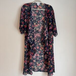 Navy blue floral kimono